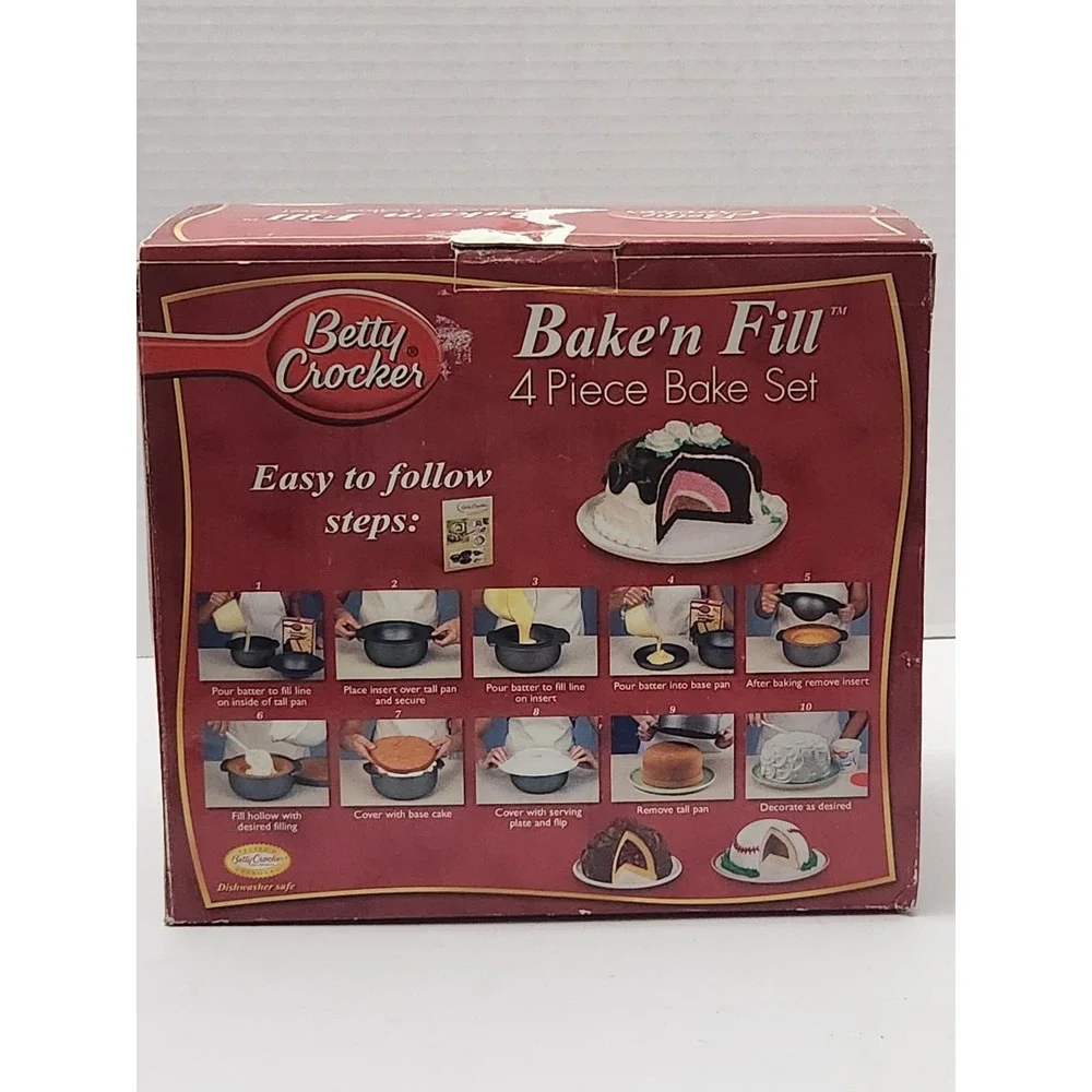 Betty Crocker Bake n Fill Cake Pan Set with Dome 4 Piece New Set